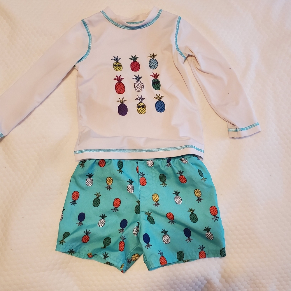 Cat & Jack Size 2T Swim Set Rash Guard and Trunks